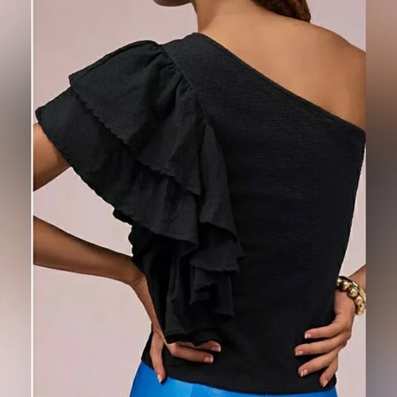 NWT Anthropologie One Shoulder Ruffle Tank XL - Picture 5 of 6